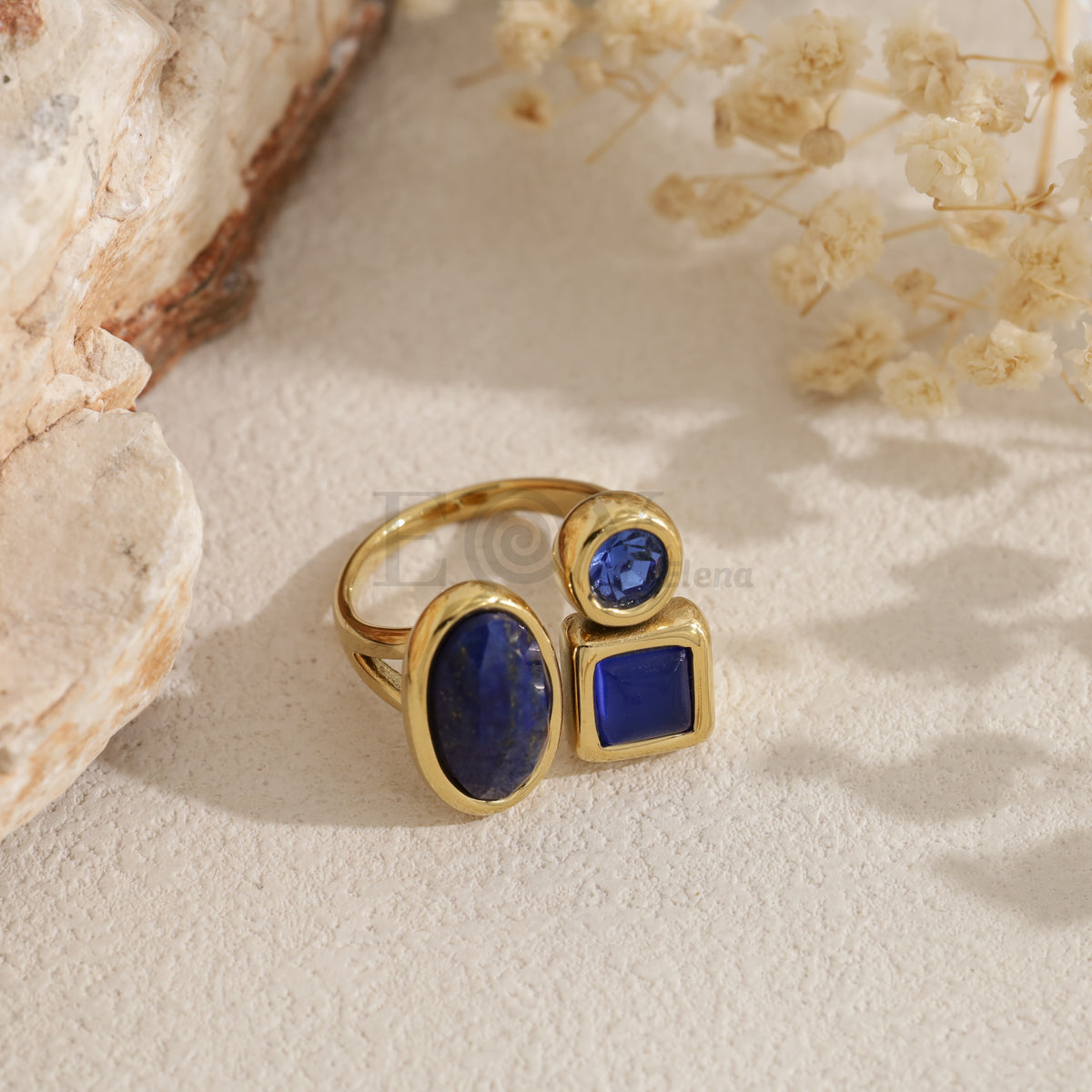 Anillo piedra color acero