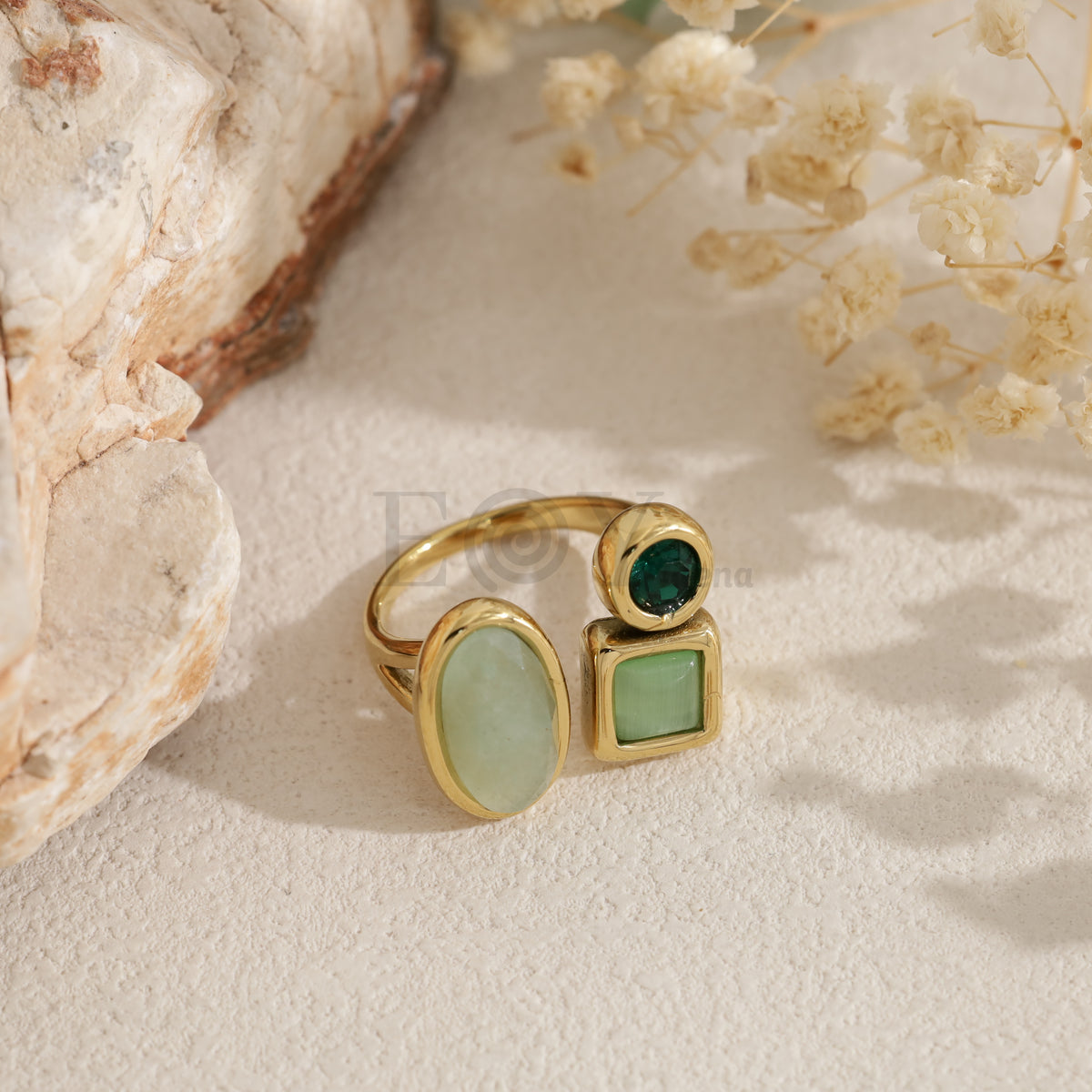 Anillo piedra color acero
