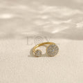 Anillo abierto con discos de piedras