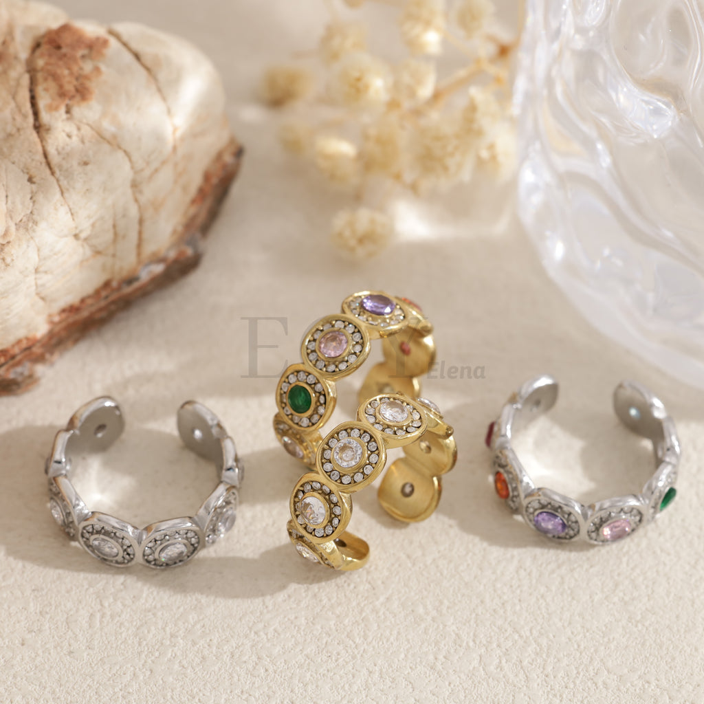 Anillo abierto con piedras ovaladas