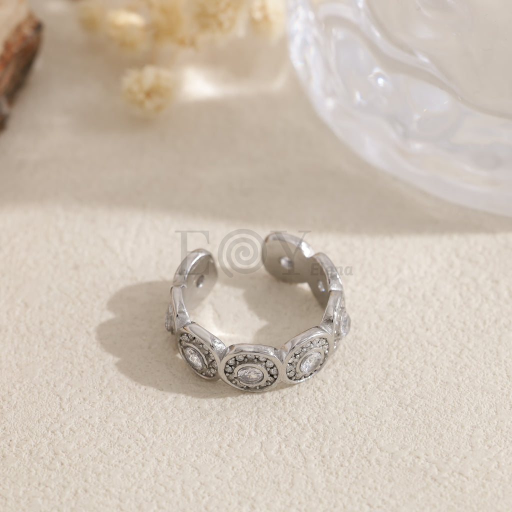Anillo abierto con piedras ovaladas