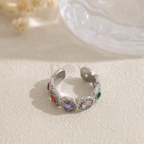 Anillo abierto con piedras ovaladas