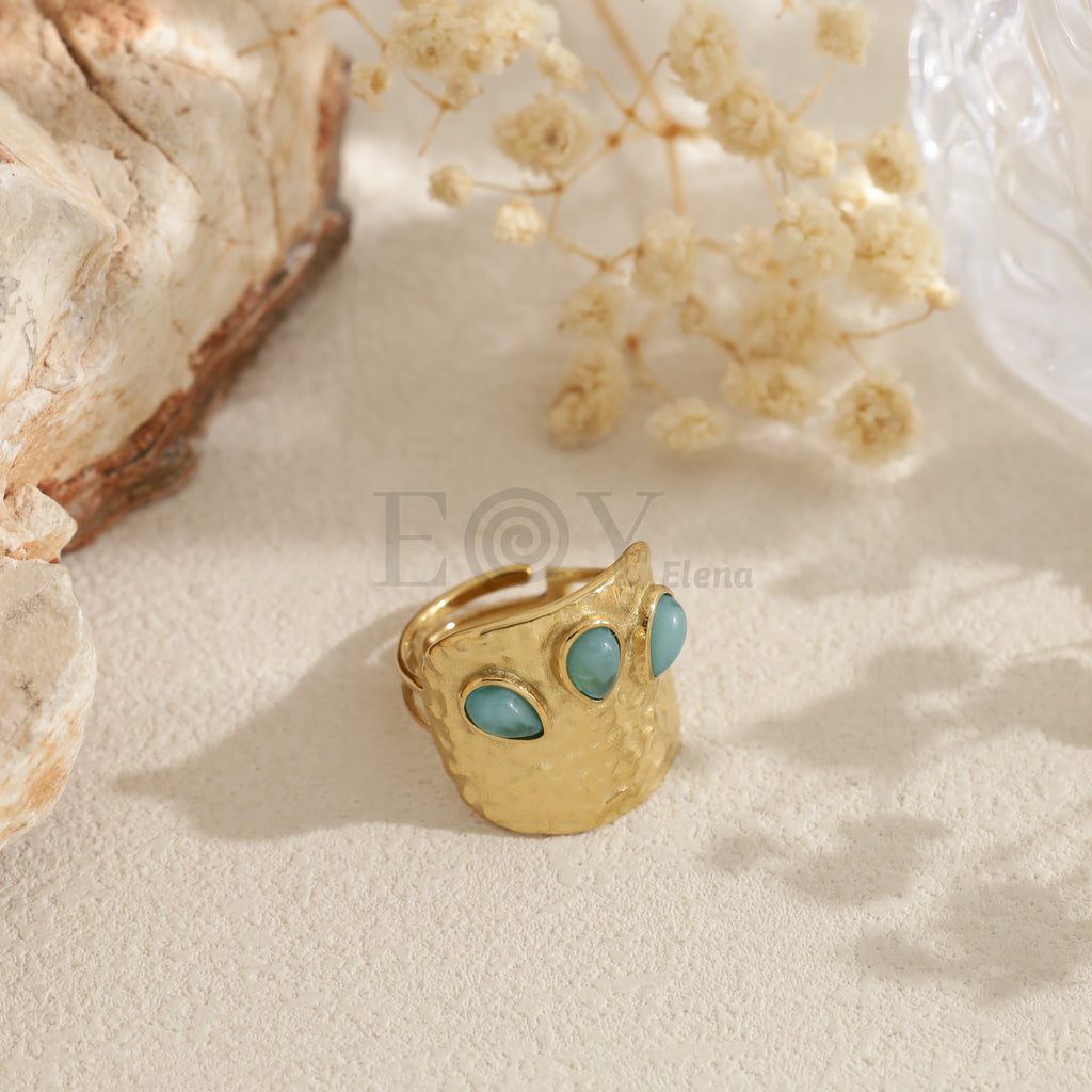 Anillo ajustable con gotas de piedras