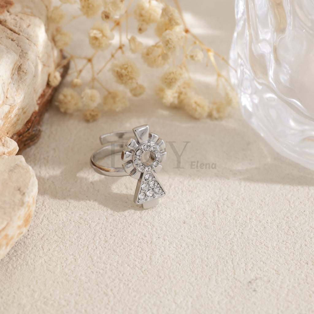 Anillo Virgen del Pilar con circonitas