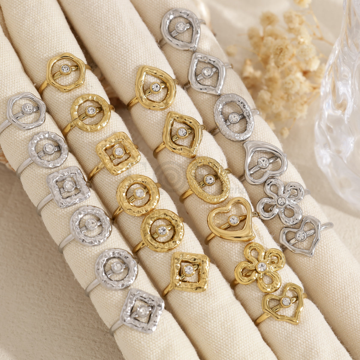 Pack anillos con circonita acero