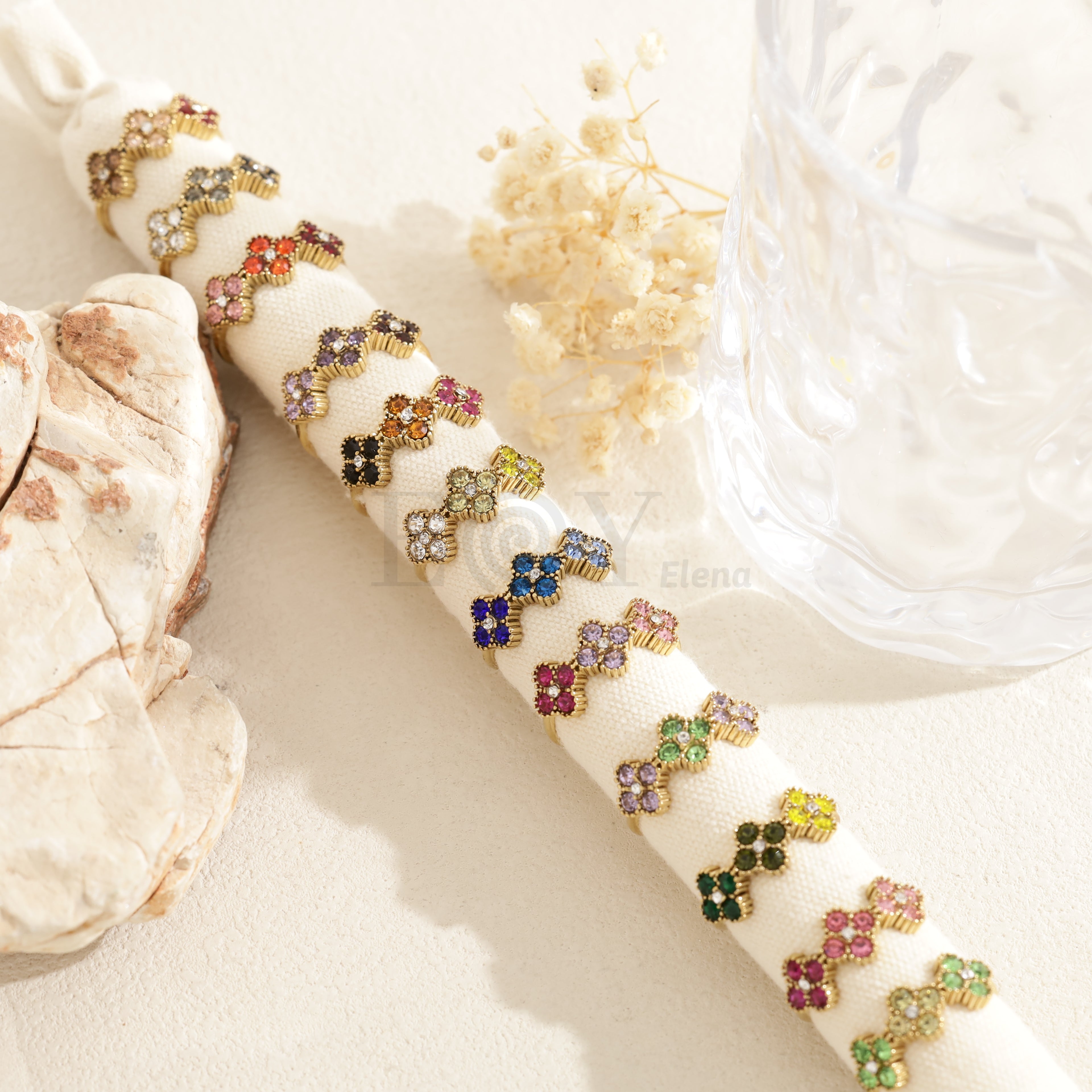 Pack tubo anillos triple flor