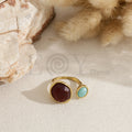 Anillo doble piedra color acero