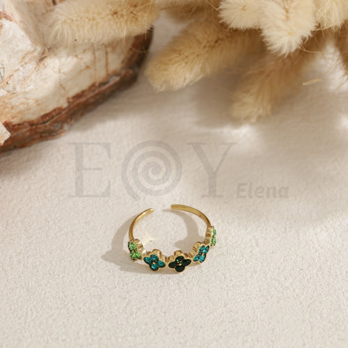 Anillo trébol color acero