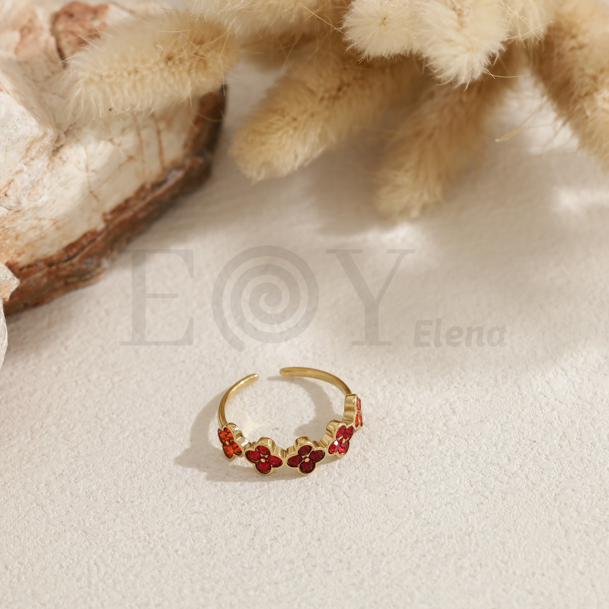 Anillo trébol color acero