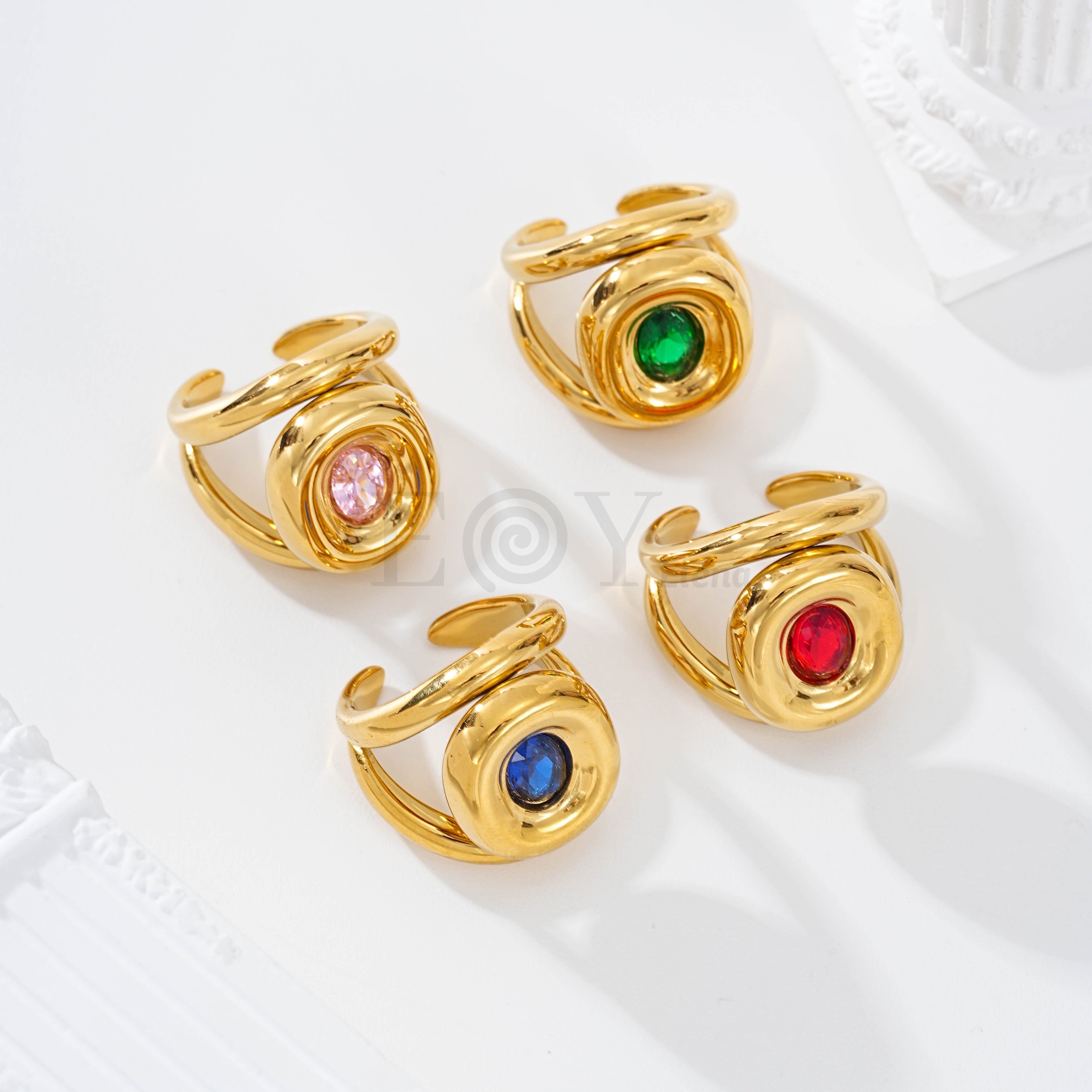 Anillo piedra color