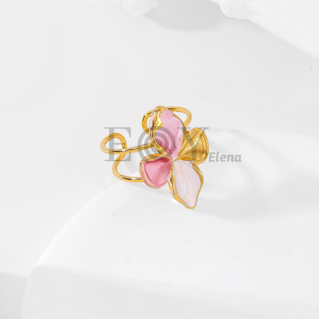 Anillo Ajustable Flor de Acero Inoxidable