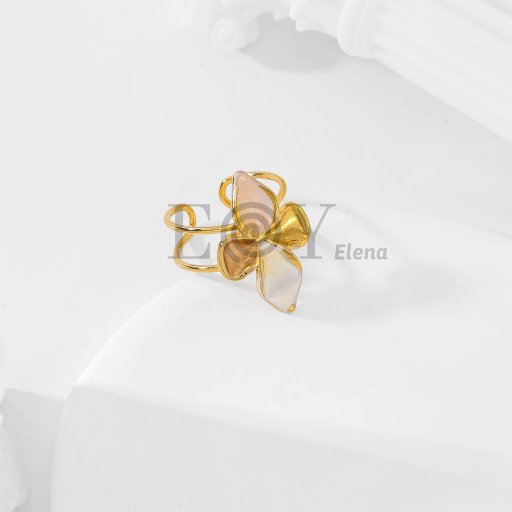 Anillo Ajustable Flor de Acero Inoxidable