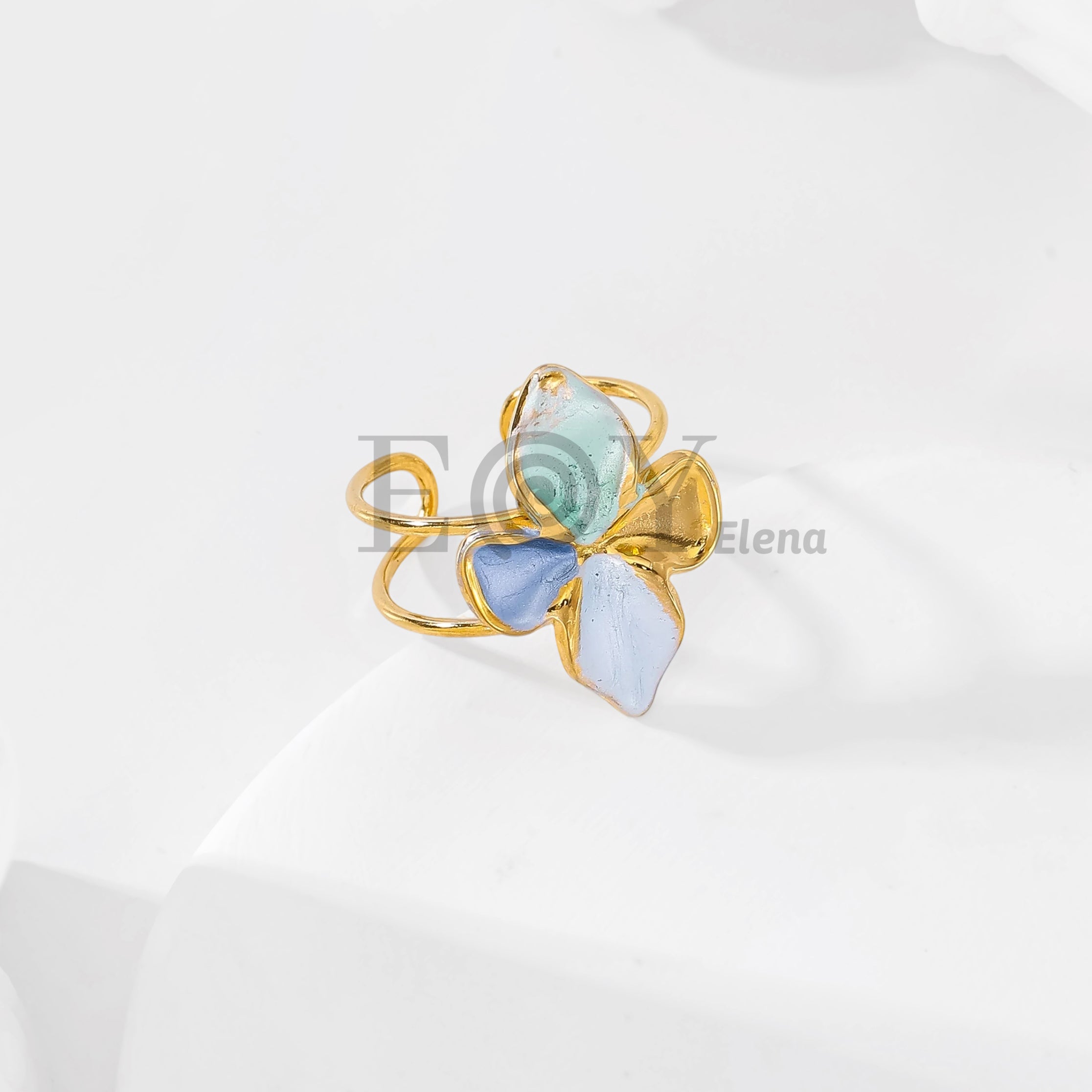 Anillo Ajustable Flor de Acero Inoxidable