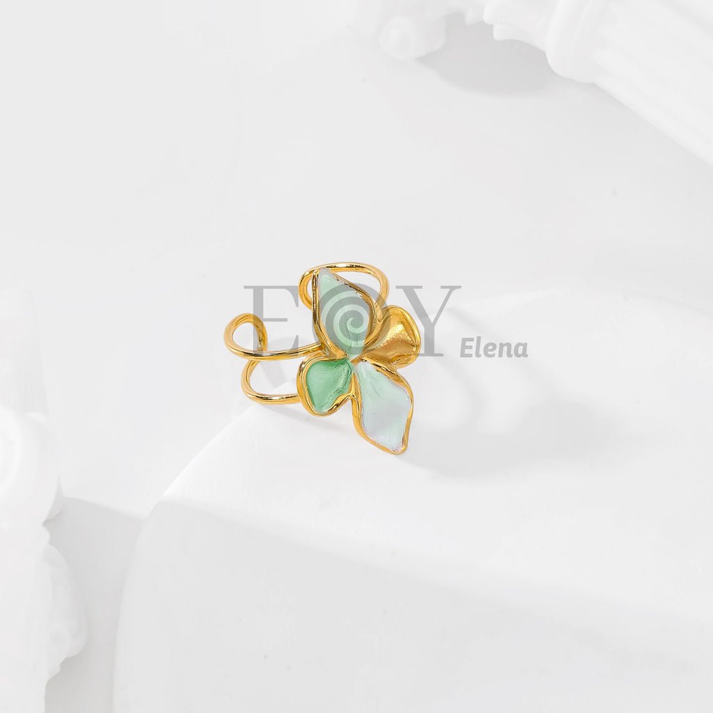 Anillo Ajustable Flor de Acero Inoxidable
