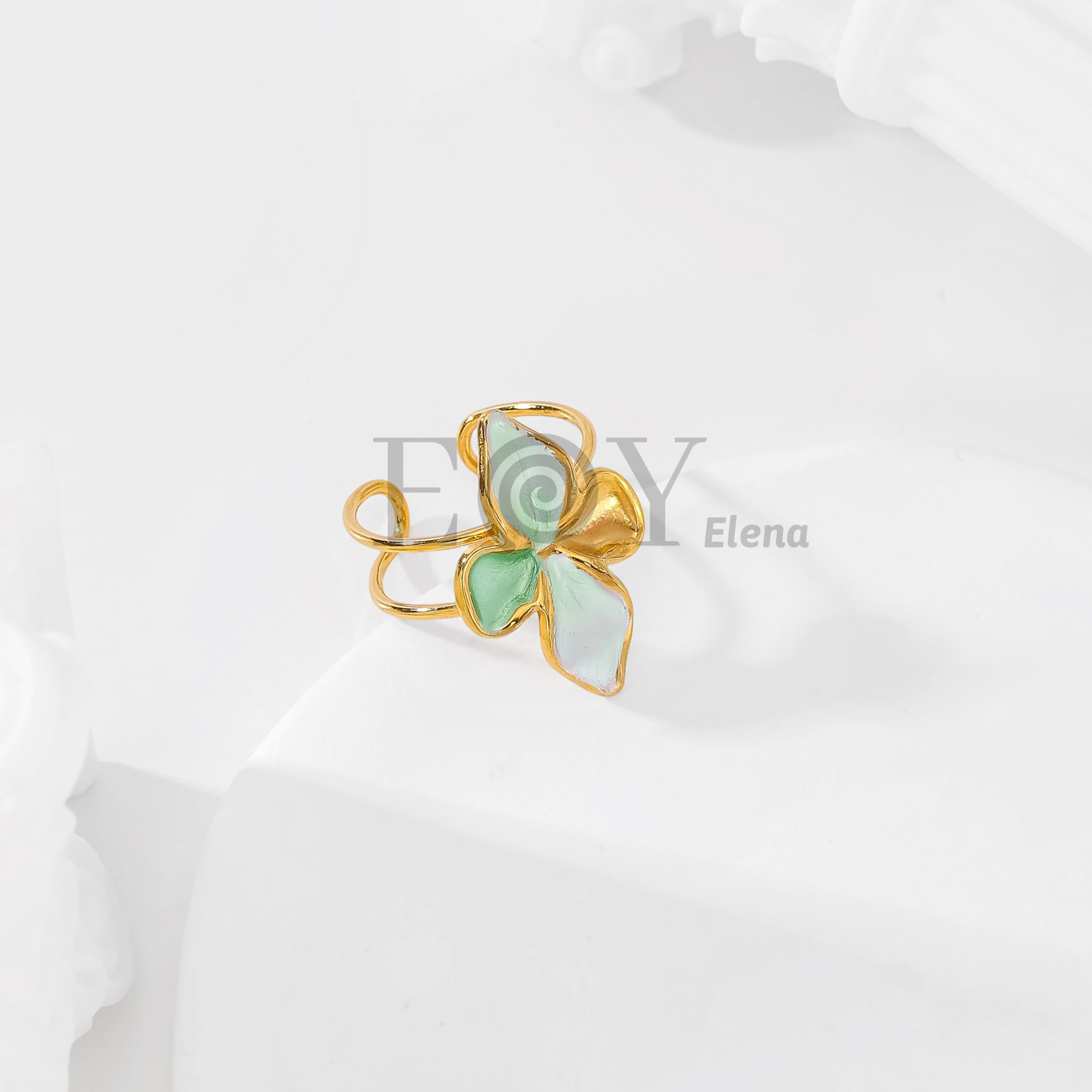 Anillo Ajustable Flor de Acero Inoxidable