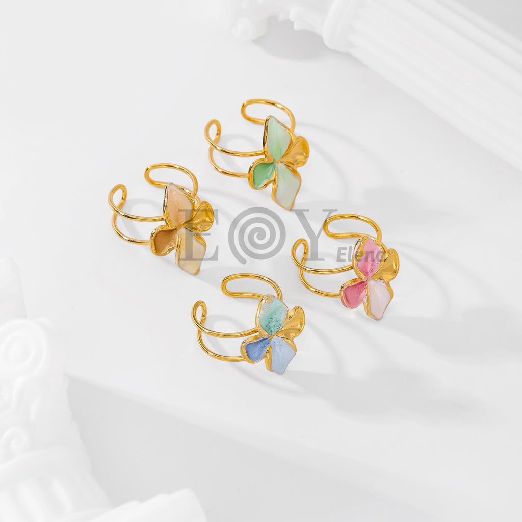 Anillo Ajustable Flor de Acero Inoxidable