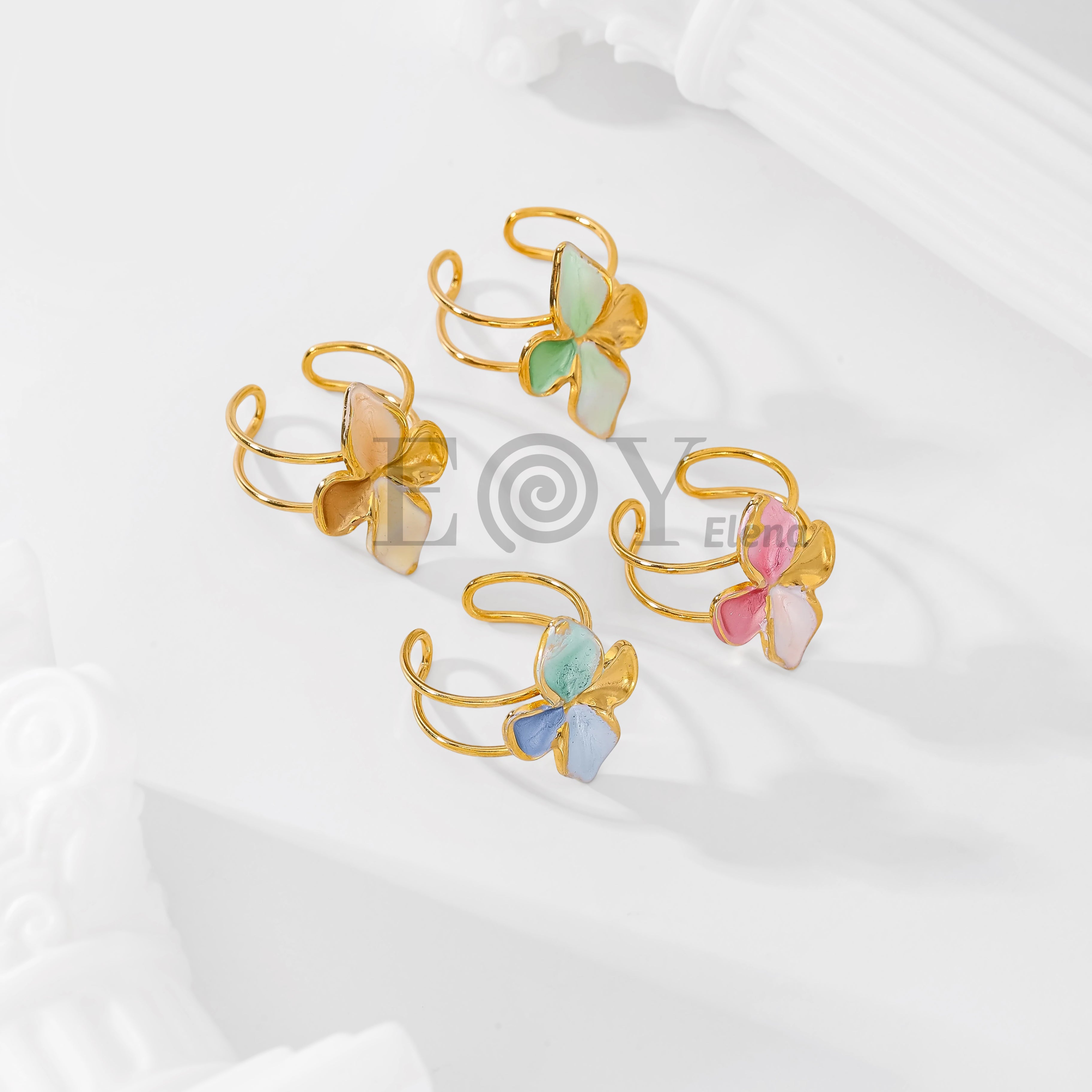 Anillo Ajustable Flor de Acero Inoxidable