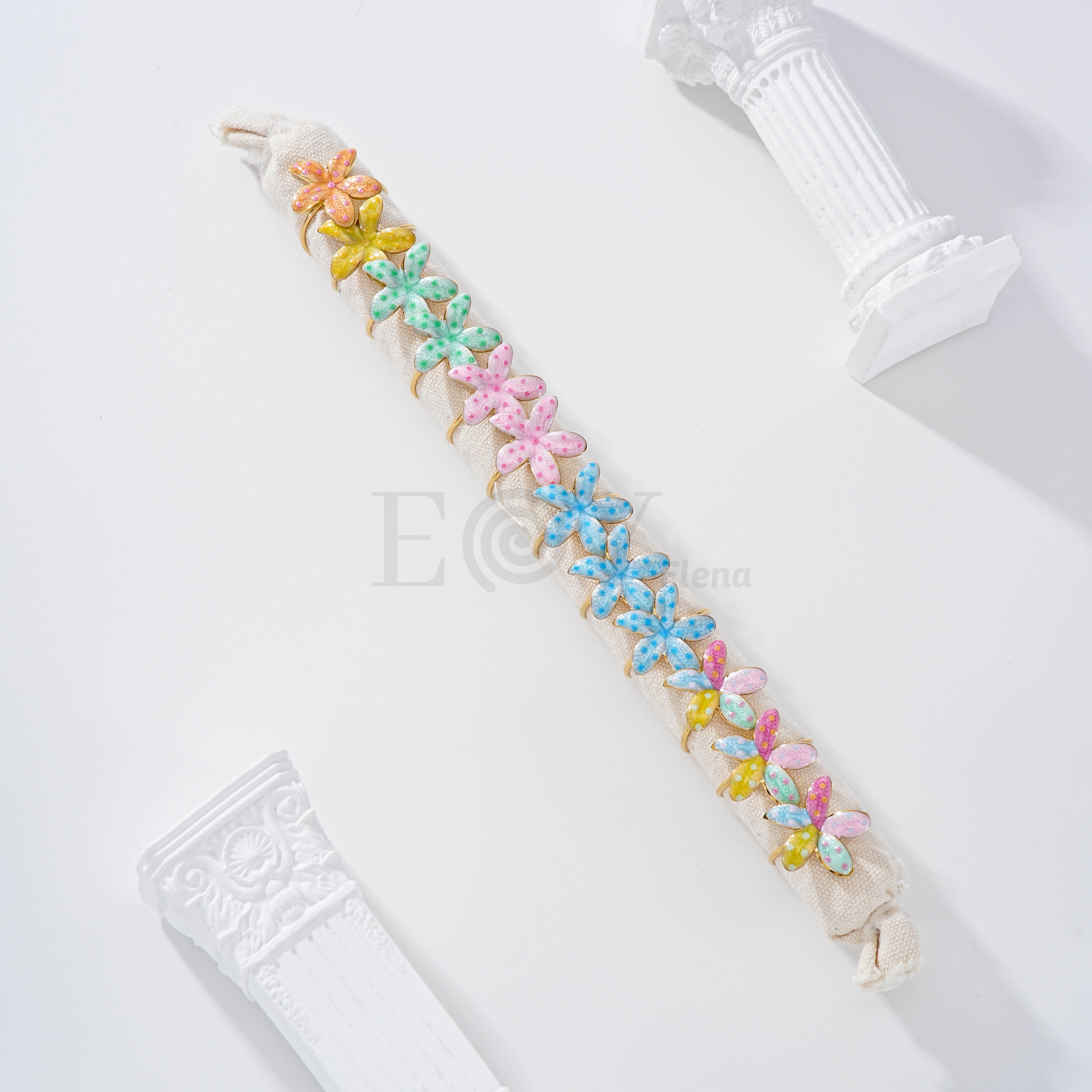Pack anillos flor color lunares
