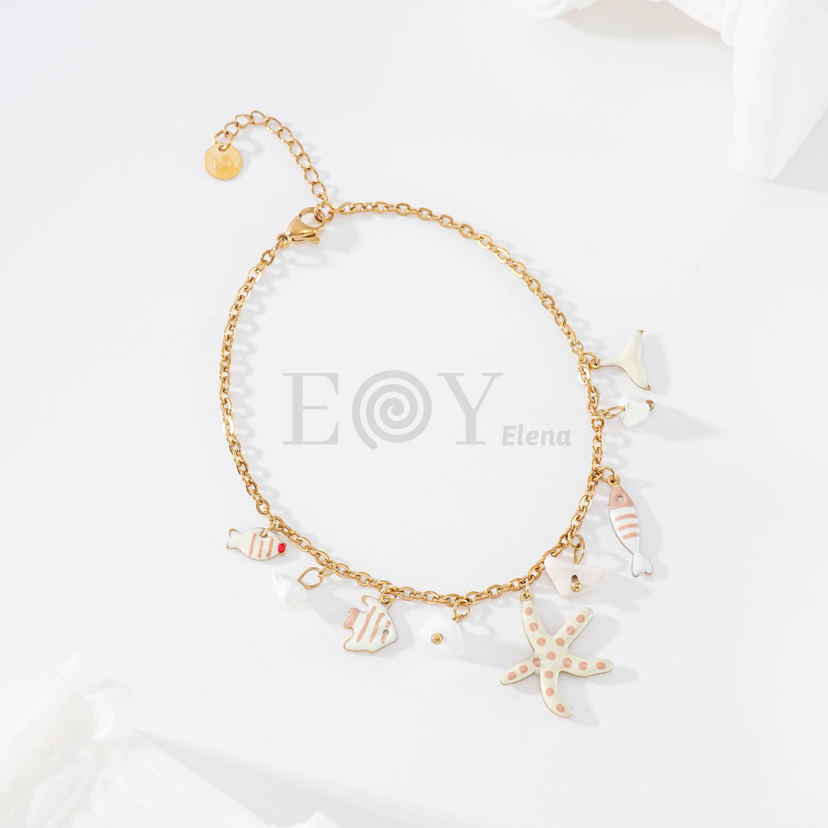 Tobilleras charms mar color acero