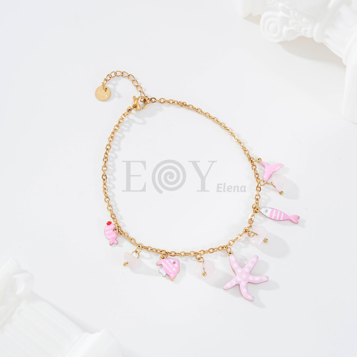 Tobilleras charms mar color acero