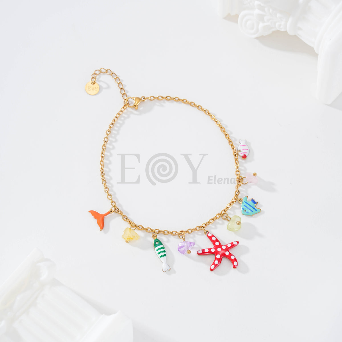 Tobilleras charms mar color acero