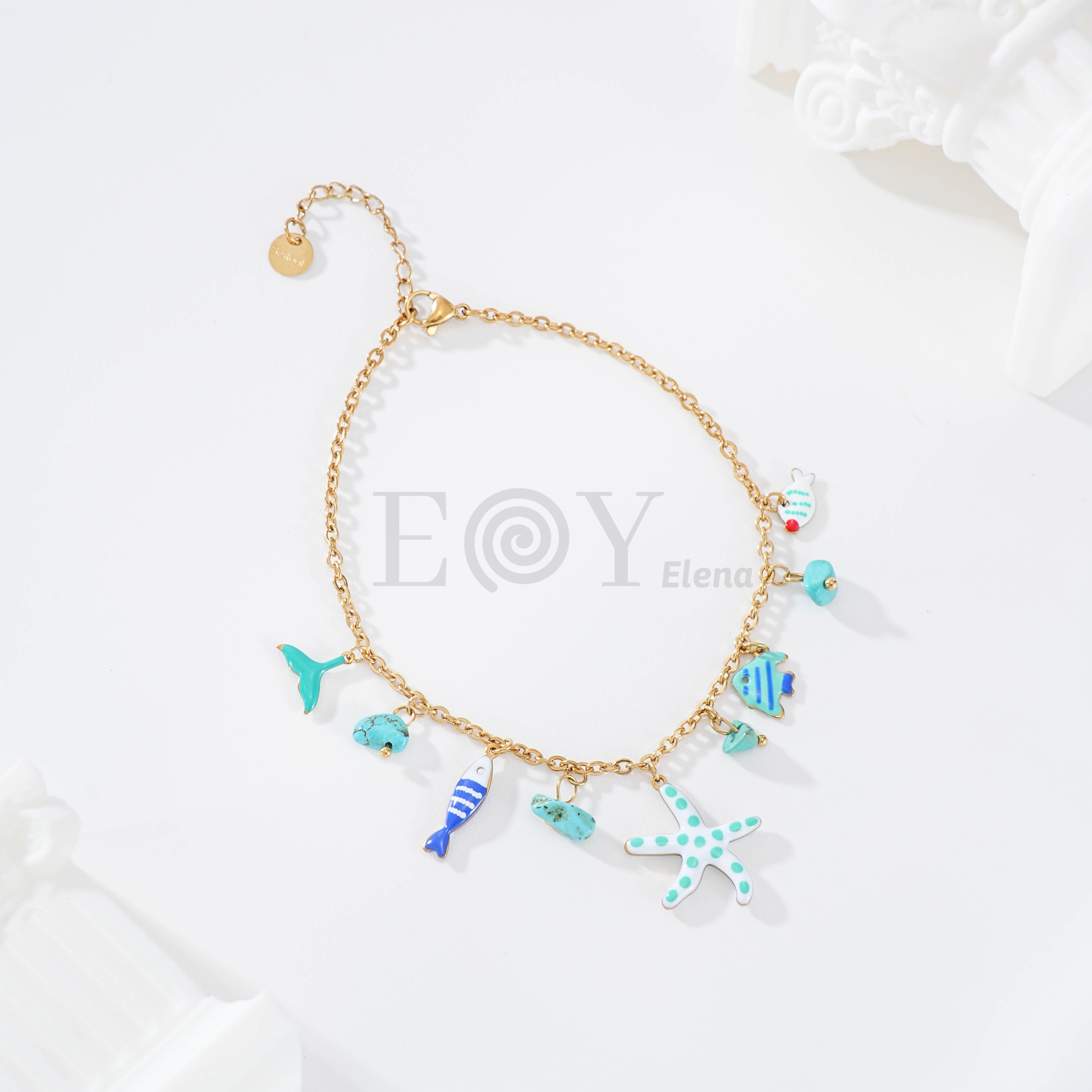 Tobilleras charms mar color acero