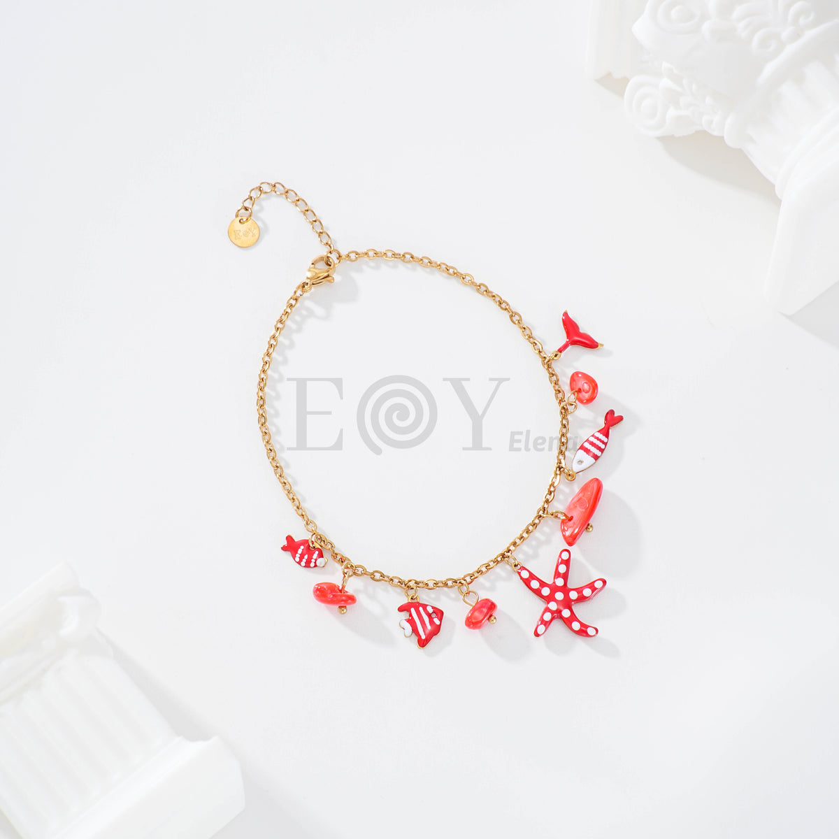 Tobilleras charms mar color acero