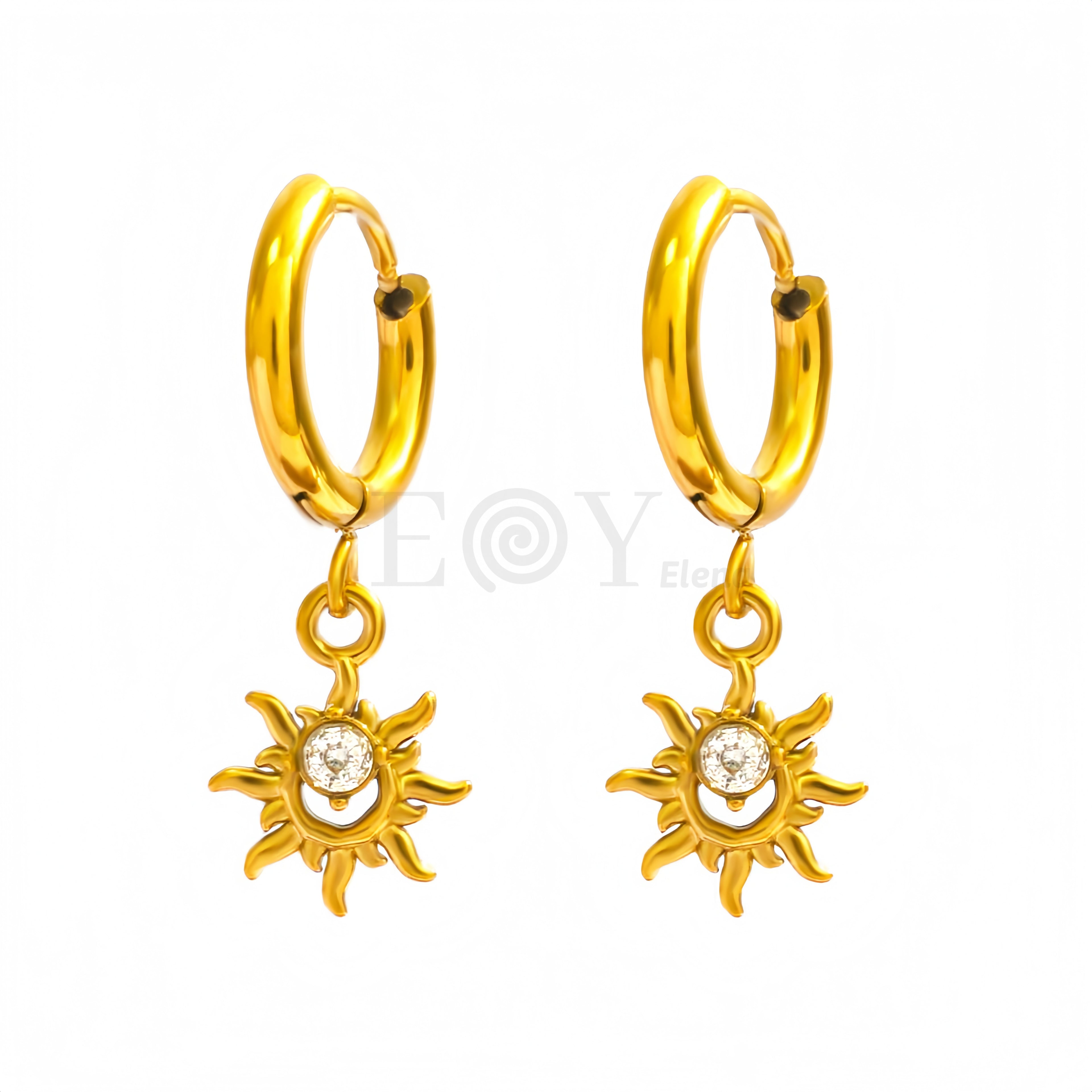 Pendientes sol con circonita