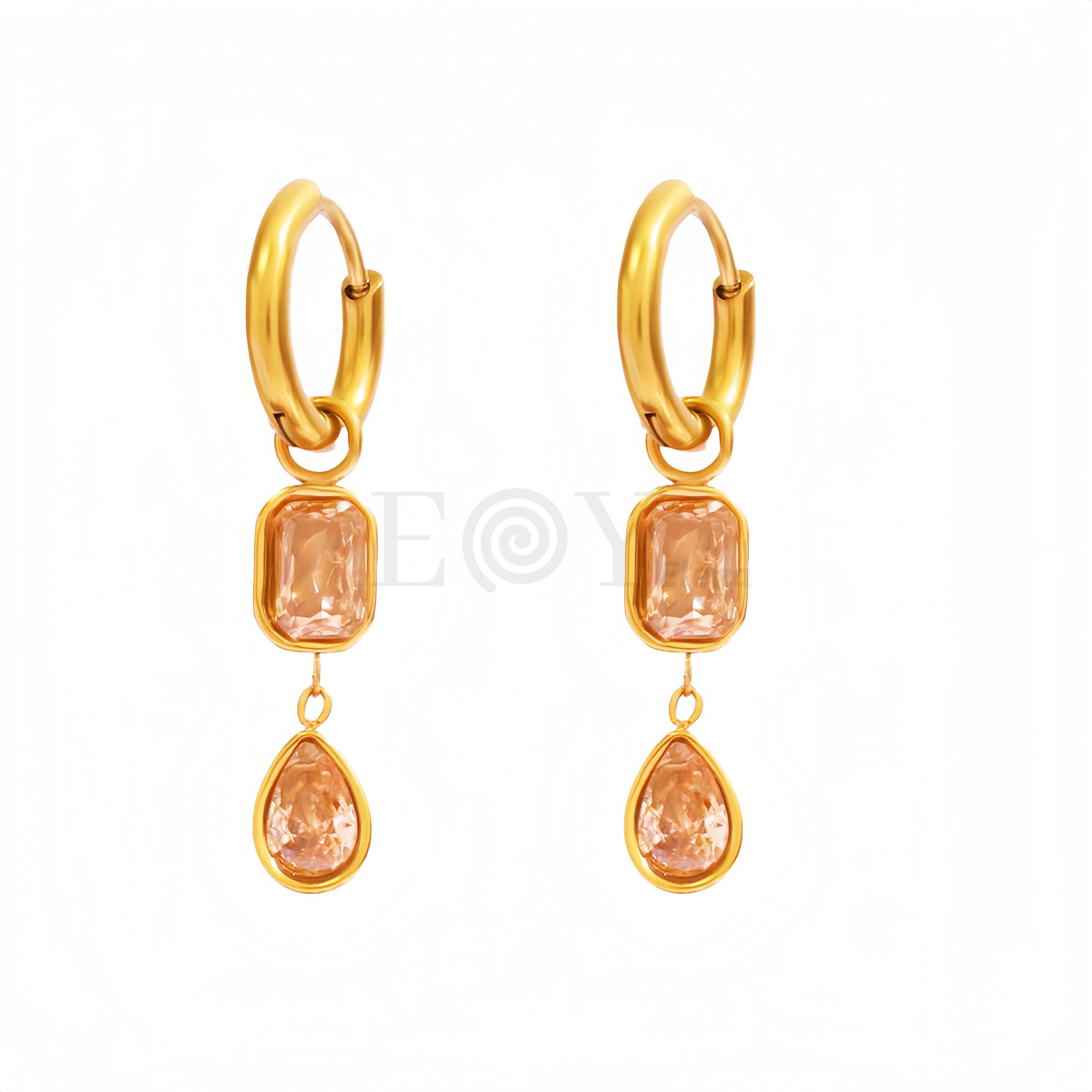 Pendientes aro largo con circonitas color