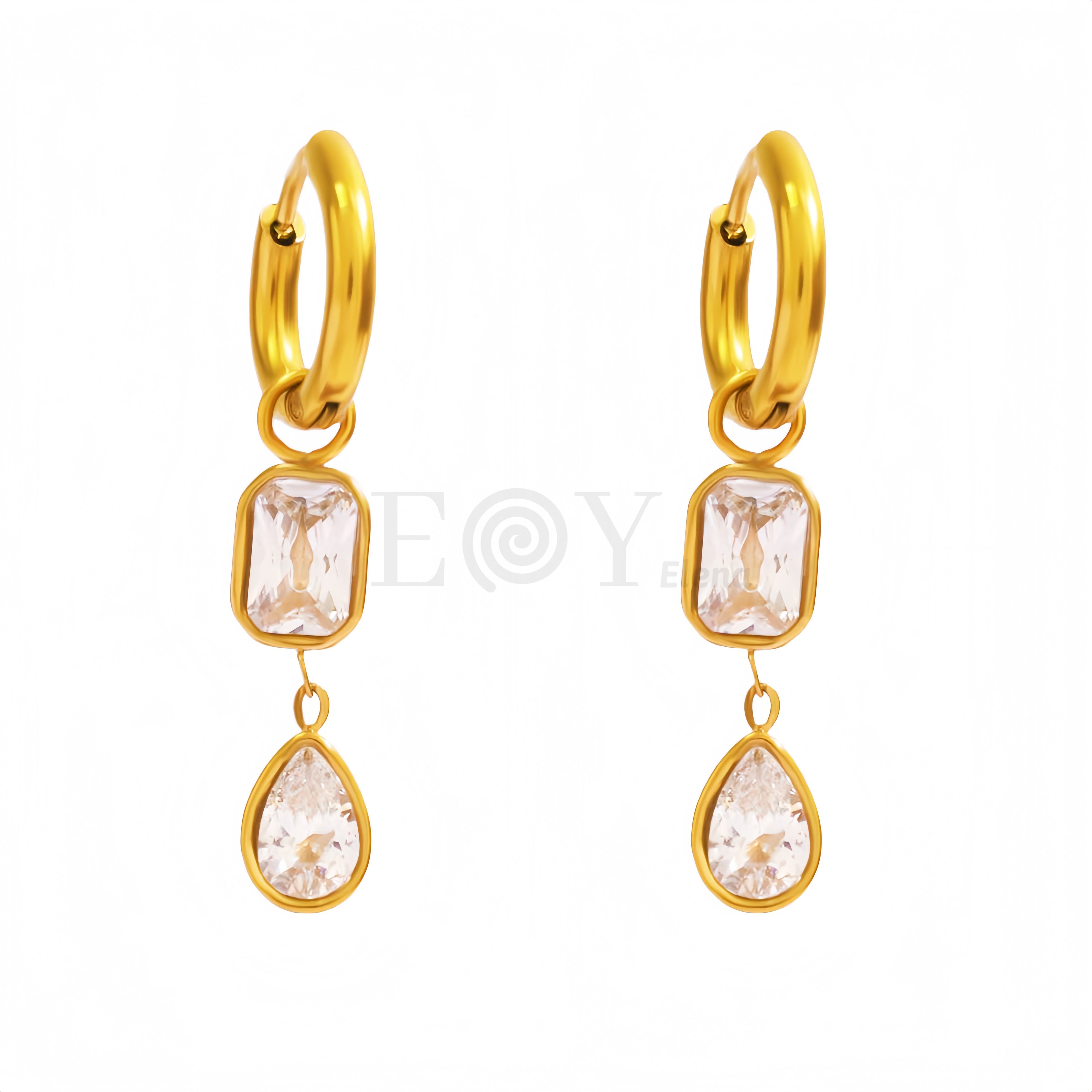 Pendientes aro largo con circonitas color