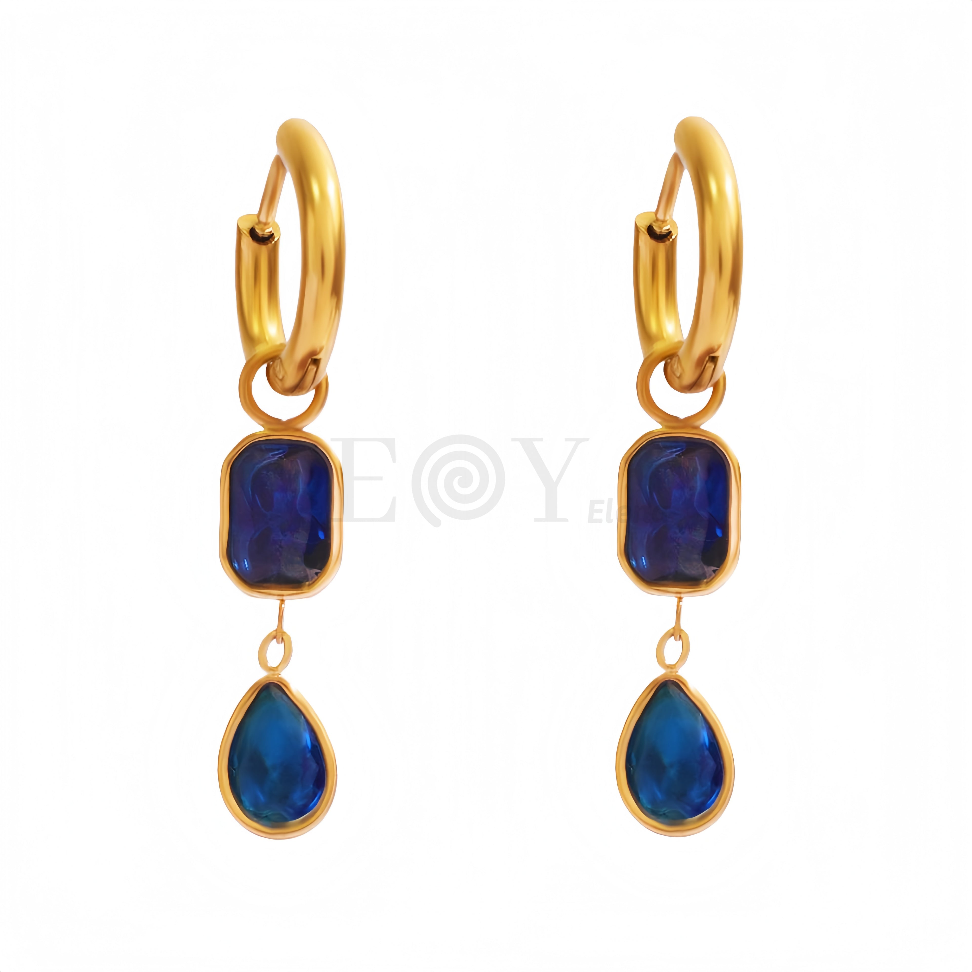 Pendientes aro largo con circonitas color