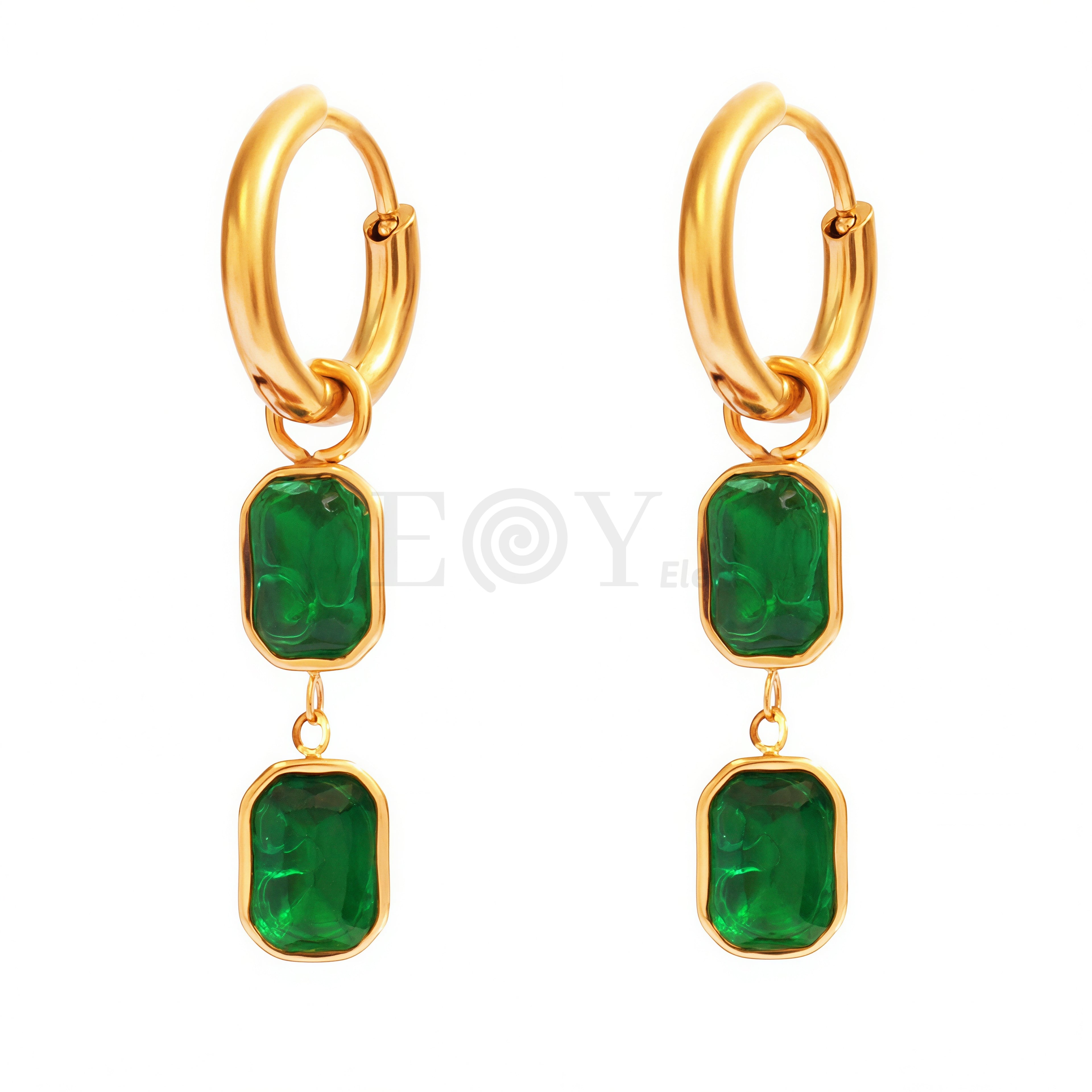 Pendientes aro con circonita rectangular