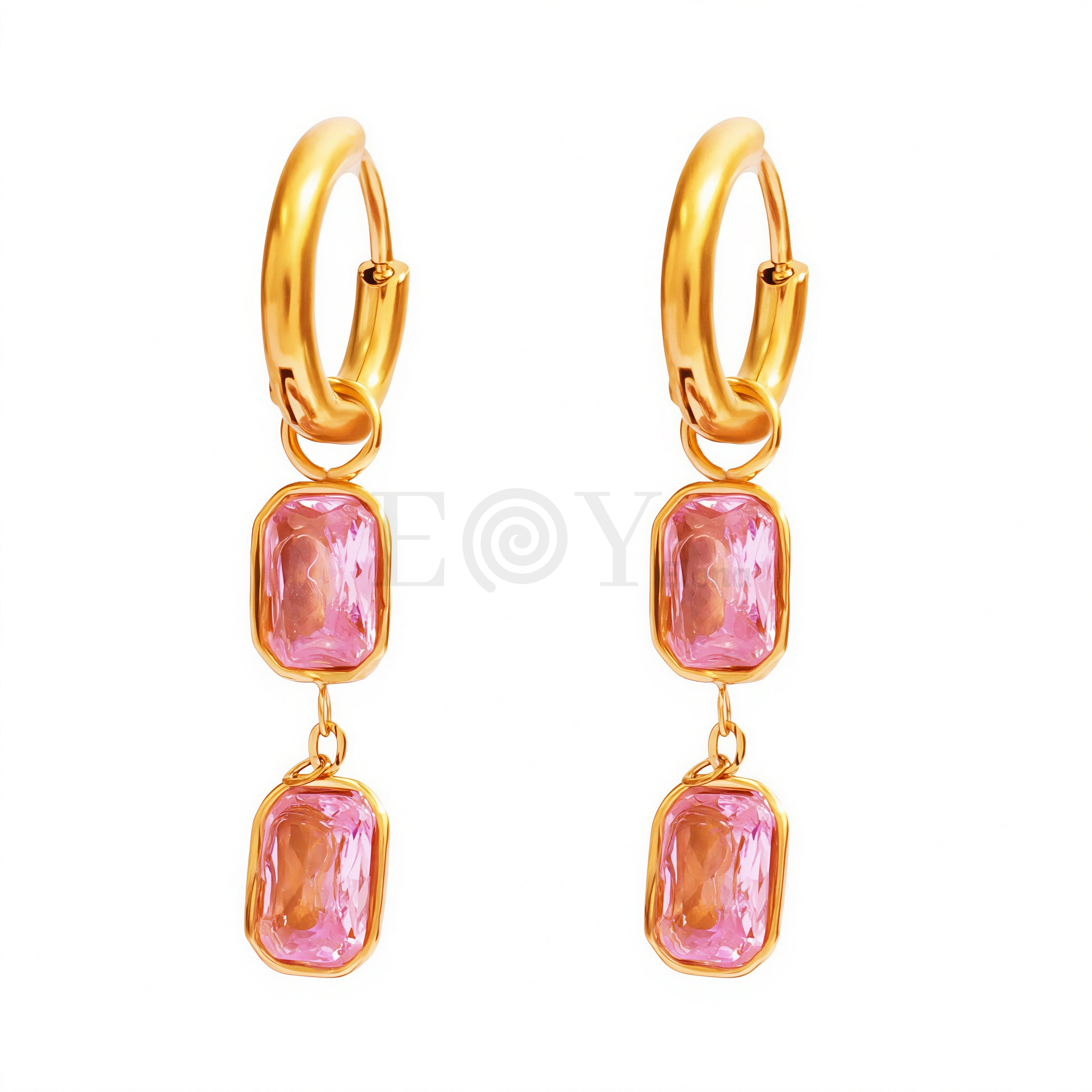 Pendientes aro con circonita rectangular