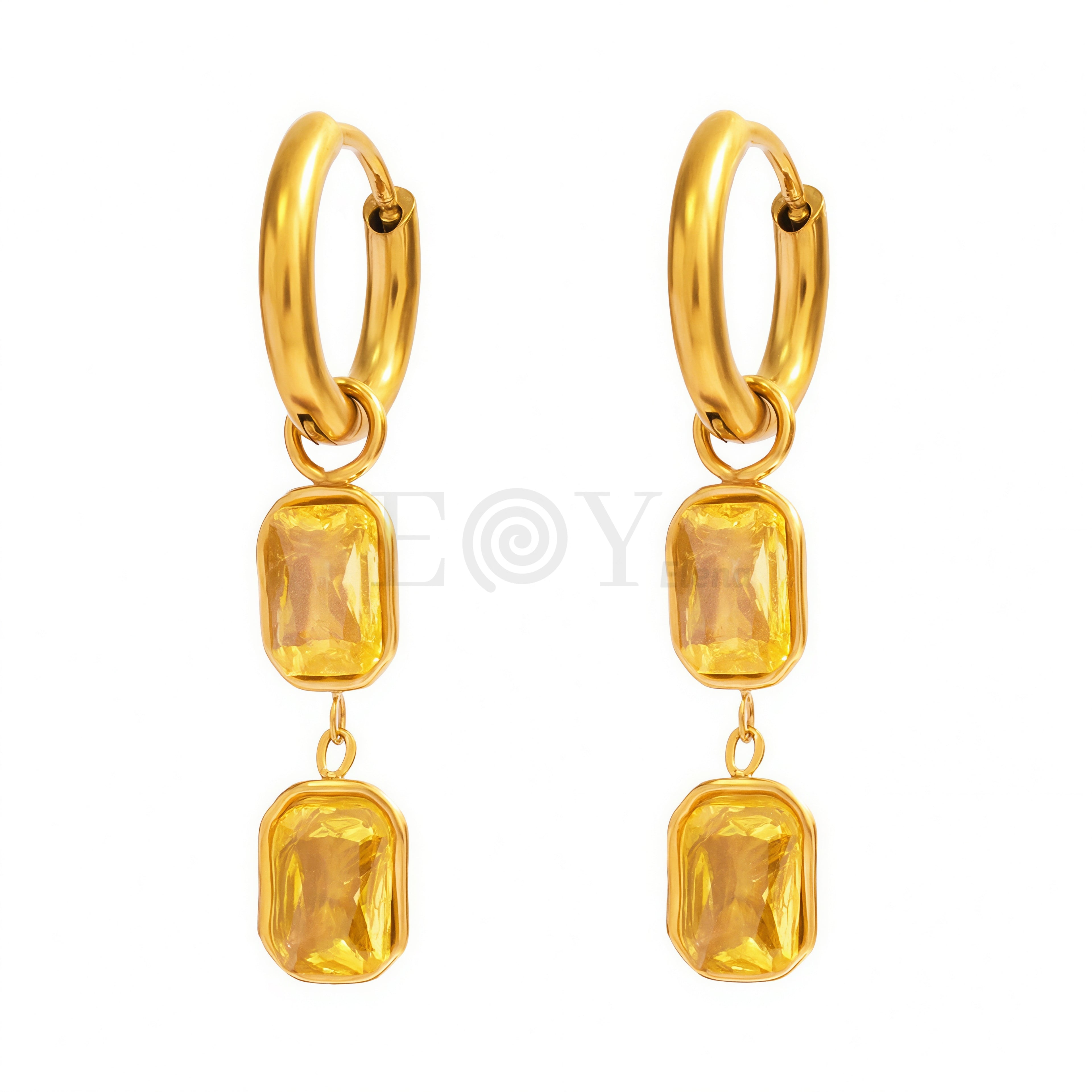 Pendientes aro con circonita rectangular