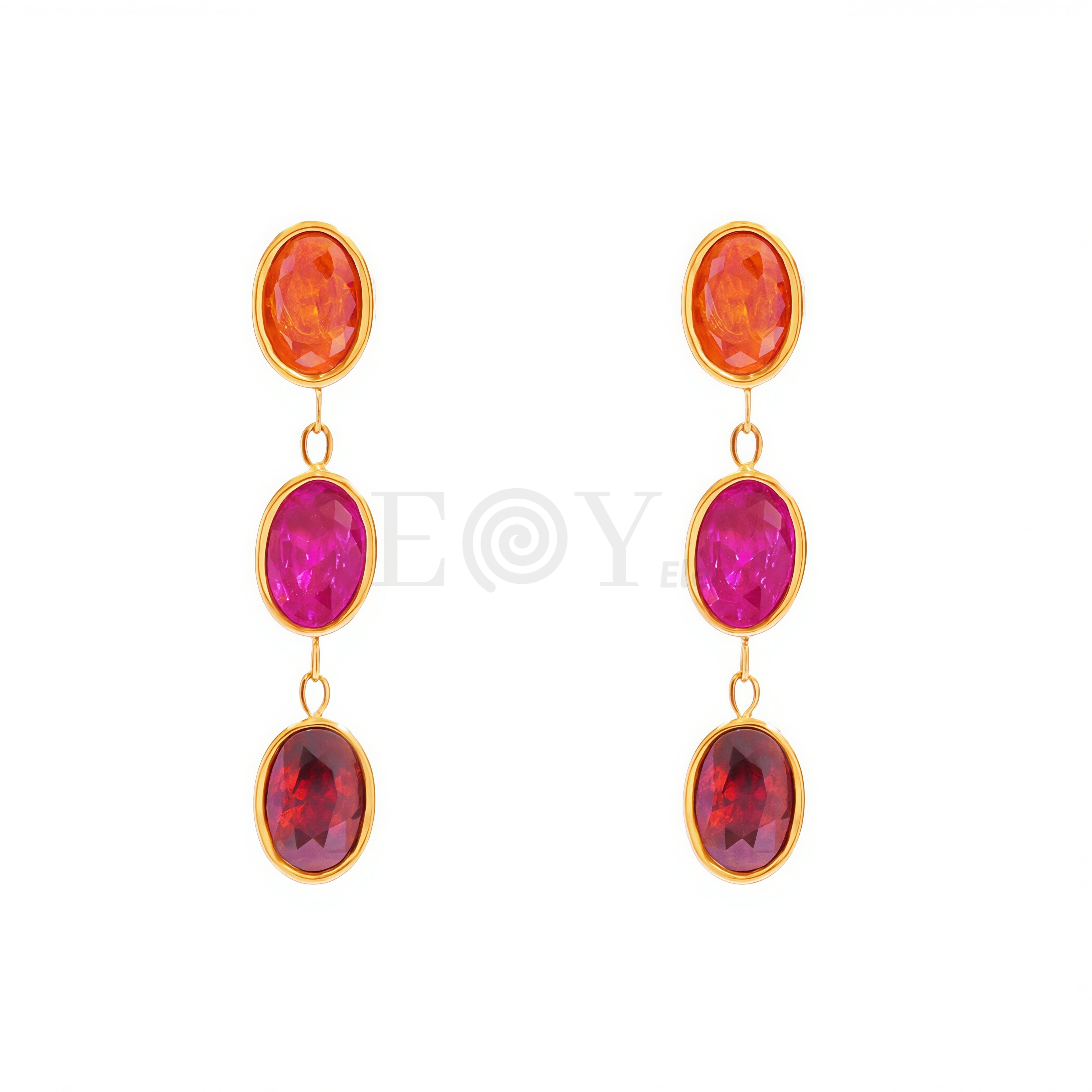 Pendientes triple circonita ovalada