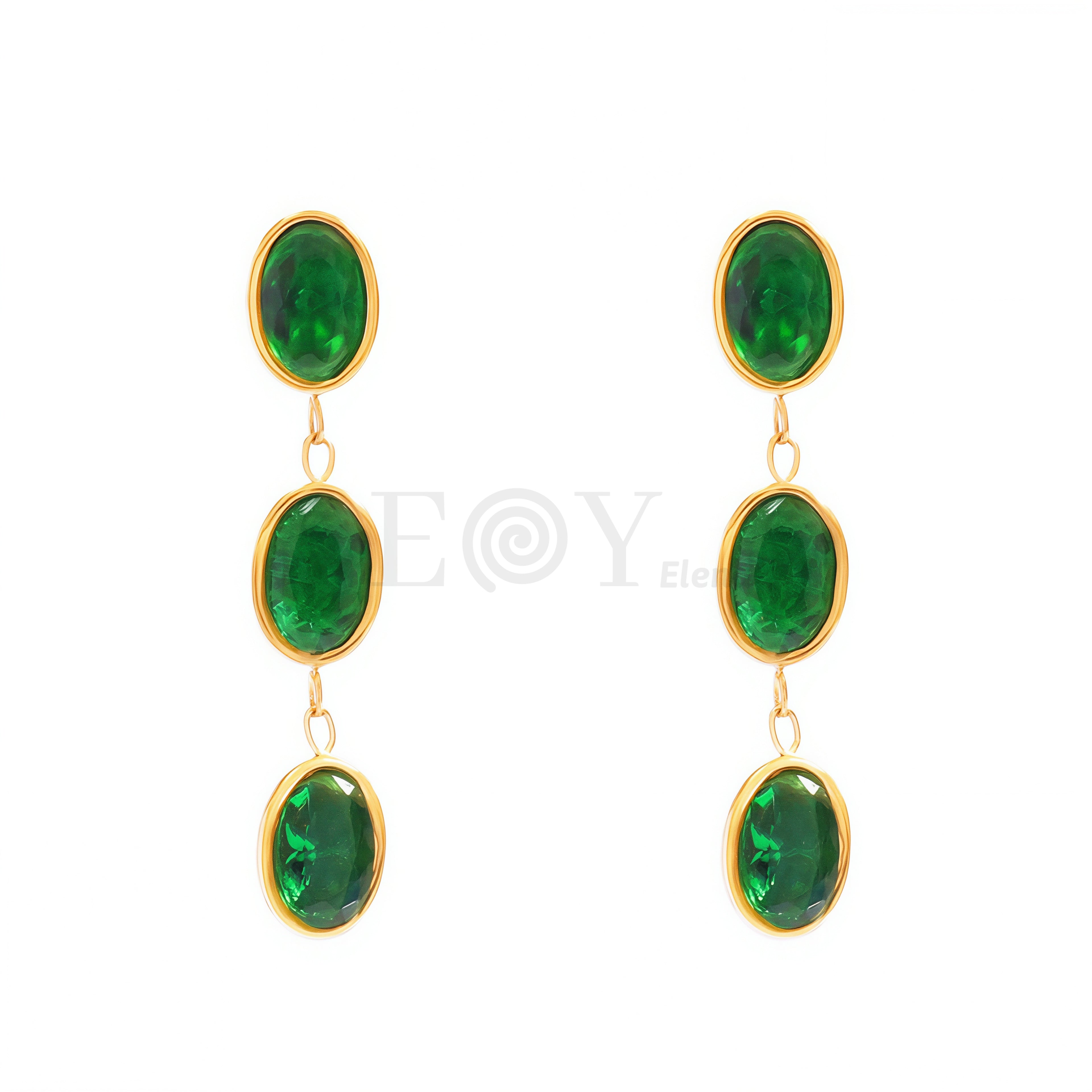 Pendientes triple circonita ovalada