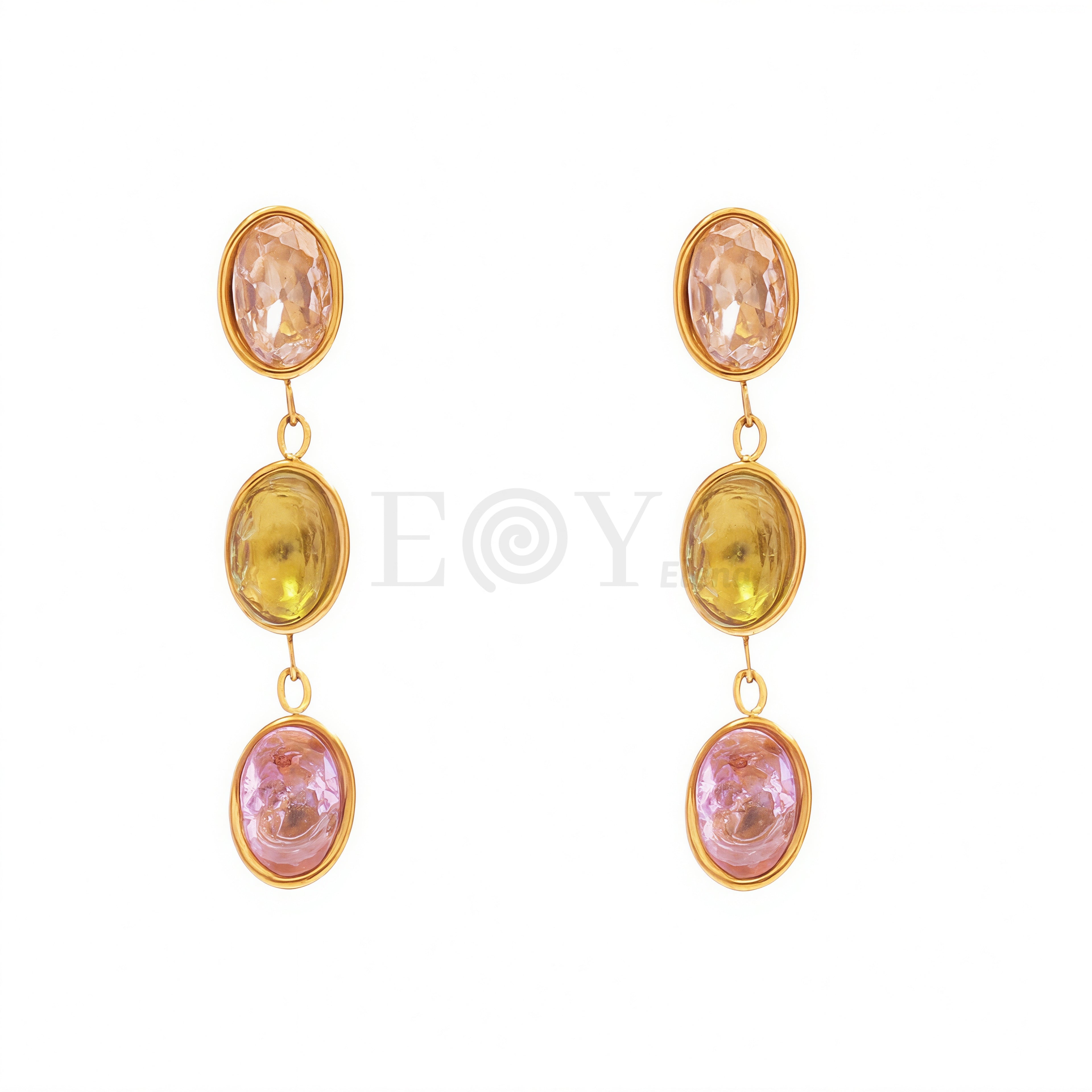 Pendientes triple circonita ovalada