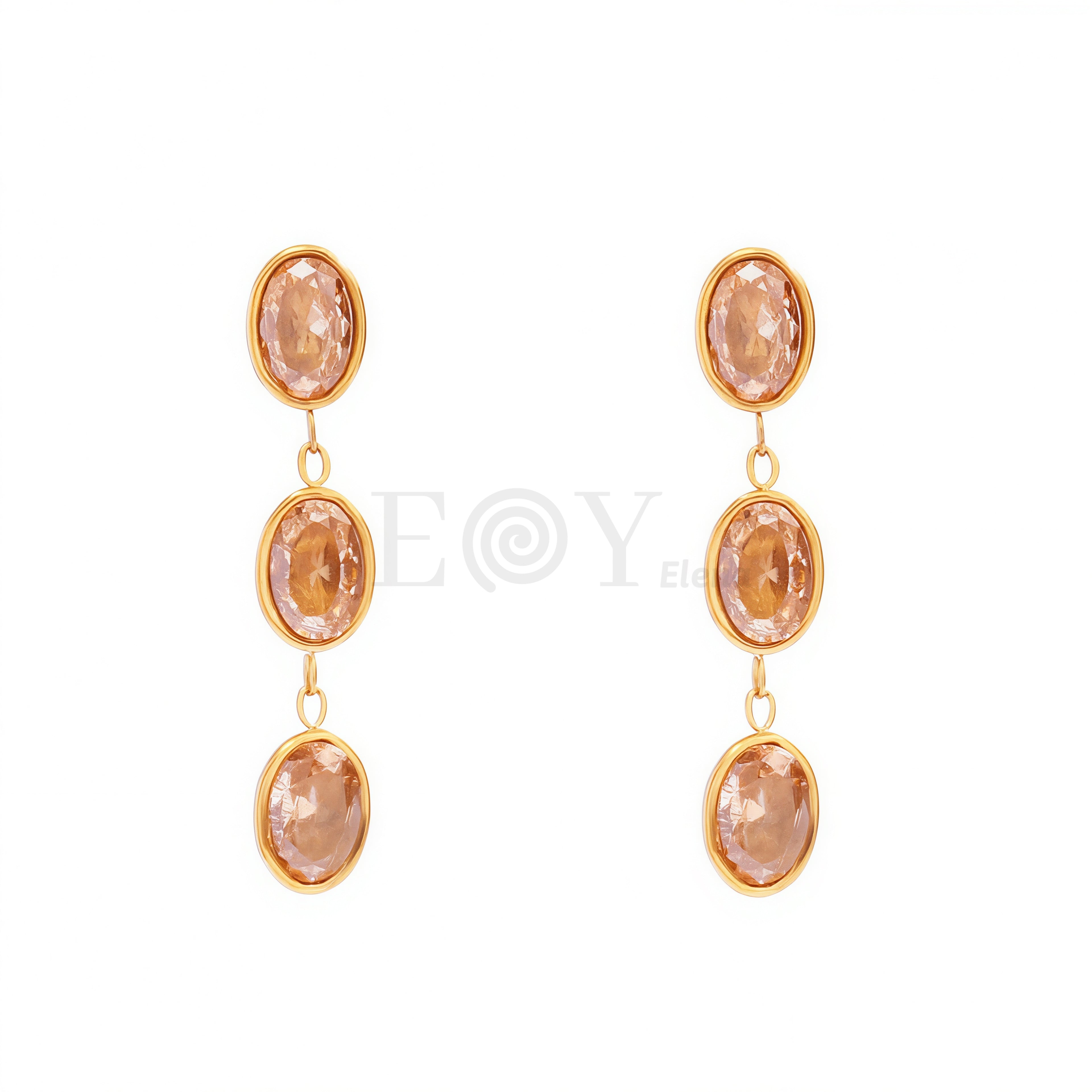 Pendientes triple circonita ovalada