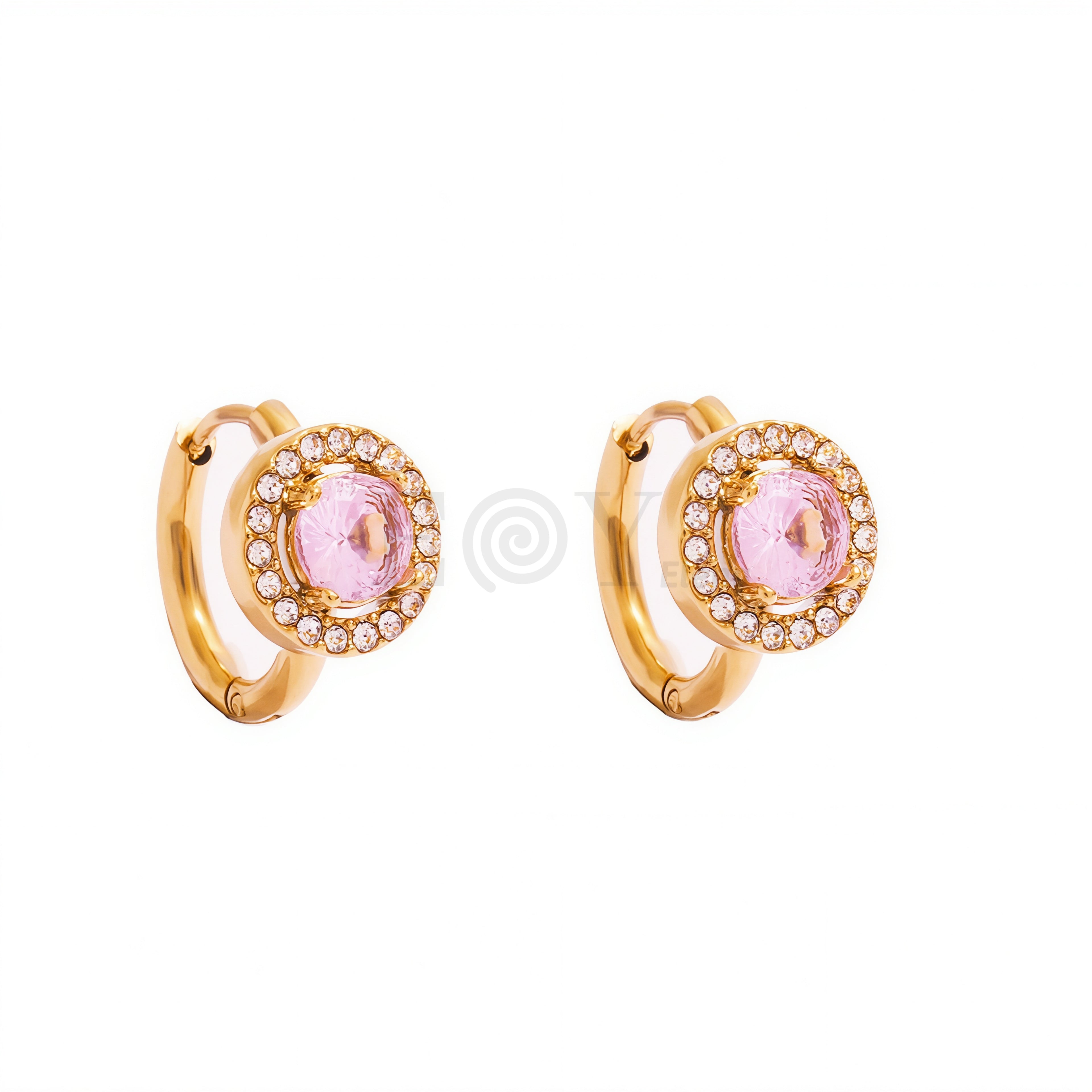 Pendientes aro con circonita redonda color