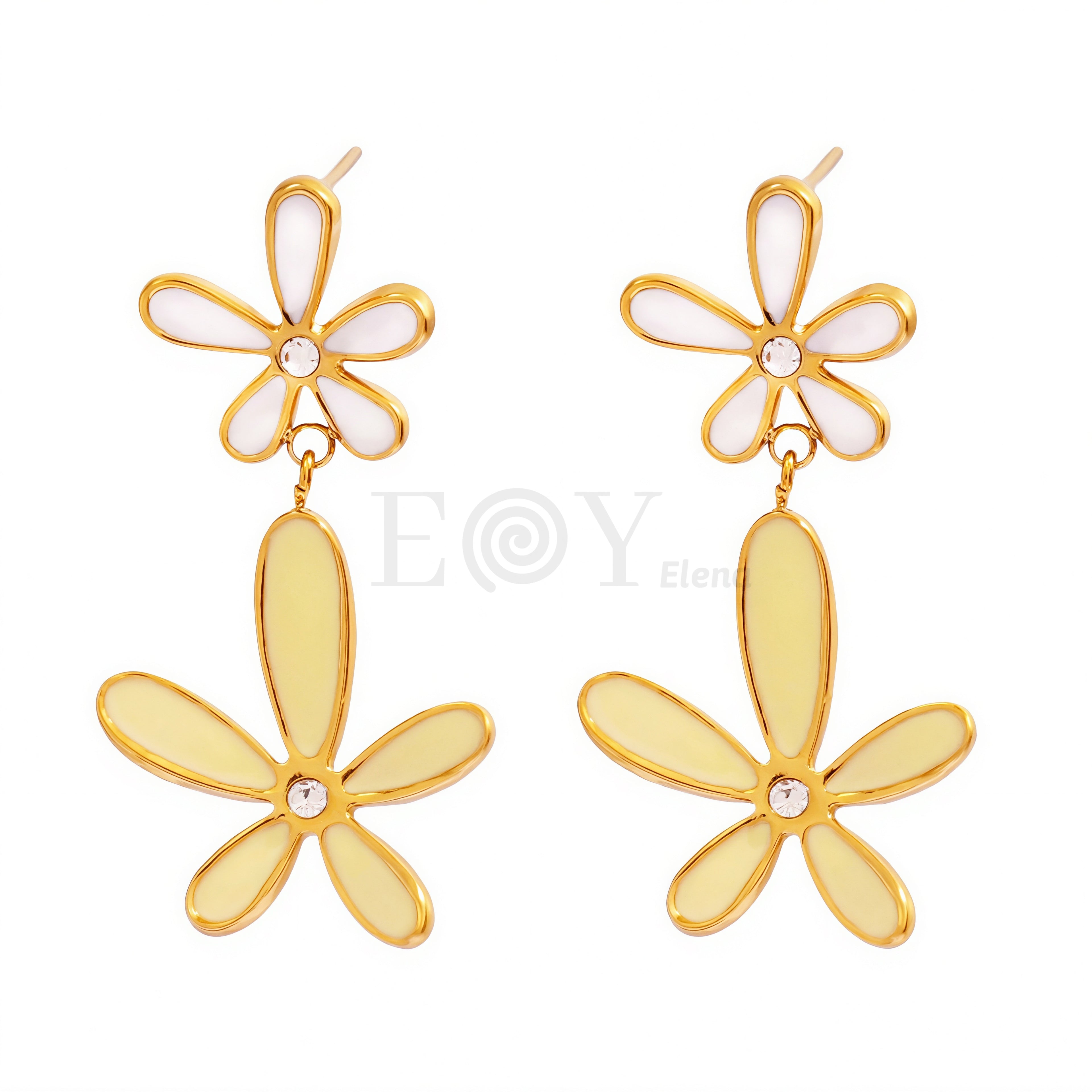 Pendientes doble flor color